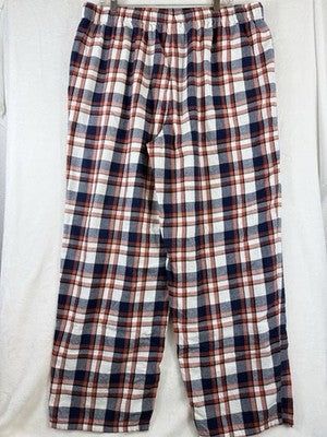Lands End Flannel Pajama Pants XL Mens Red Blue Plaid Sleep PJ 100% Cotton