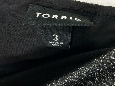 Torrid 3 Top Faux Wrap Black Metallic Tie Waist 3X Plus Size Long Sleeve V Neck