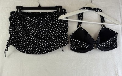 Victorias Secret Bikini Set 34D Push Up Black White Polka Dot Top Bottoms