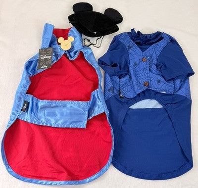 Mickey Mouse Dog Costume Large Vampire Ears Hat Cape Shirt Disney New NWT