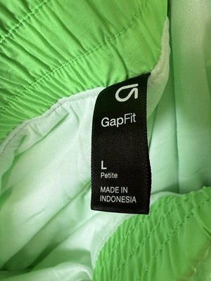 Gap Fit Running Shorts Large Petite Womens Lime Green High Rise Brief Liner New