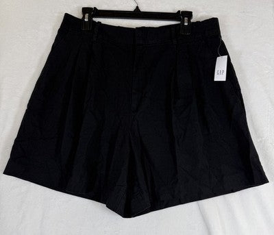 Gap 365 High Rise Linen Blend Shorts Large Tall Women Black New NWT