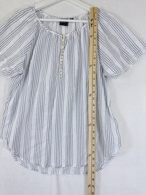 Gap Tops Women Small 100% Cotton Short Sleeve Blue Striped Blouse Summer Women