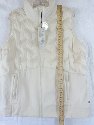 Calia Puffer Vest XL Ivory Womens Run Running Cold Dash Full Zip New NWT