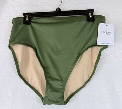 Dolfin AQUASHAPE Bikini Bottom XL Womens High Waisted Olive Green Swim New