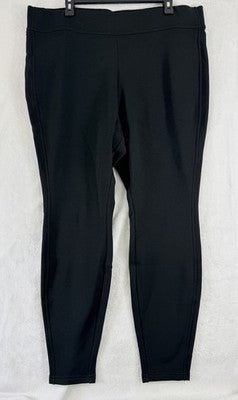 Lands End Serious Sweats Pants 2X Black High Rise Pull On Sweatpants Womens