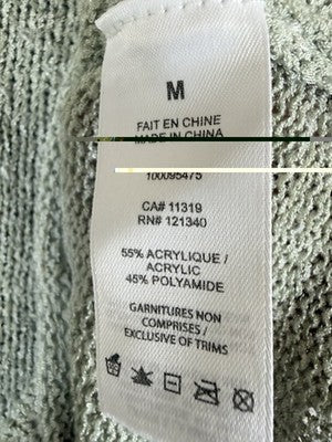 Garage Loose Crop Sweater Medium Green Long Sleeve Tops Roll Hem Boxy