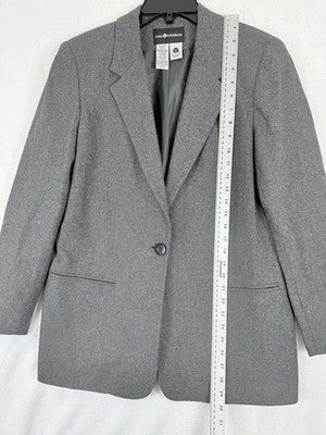 Sag Harbor Blazer 8 Gray Wool Blend Jacket One Button Womens