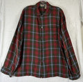 LL Bean Pajama Top Medium Mens Red Plaid Long Sleeve 100% Cotton Vintage