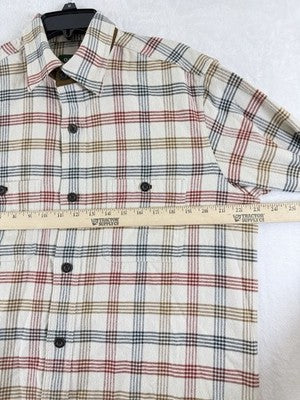 Orvis Perfect Flannel Shirt Medium Tall Plaid Button Up Blue Long Sleeve Mens