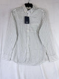 Gap Shirt XS Mens Long Sleeve Button Up Down Eco Cool White Olive Striped New