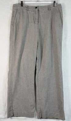 LL Bean Classic Fit Trousers 12 Petite Womens Pants 12P Lined Beige Herringbone