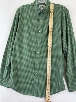 LL Bean Shirt Mens Small Button Down Green Long Sleeve 100% Cotton