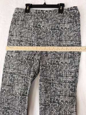 Marla Wynne Pants 12 Pull On Black White Ankle MarlaWynne Tummy Control