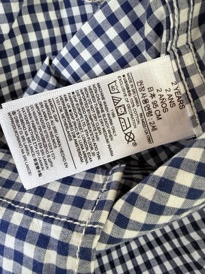Baby Gap Boy 2T NWT Shirt Long Sleeve Blue Gingham Button Down Cotton New