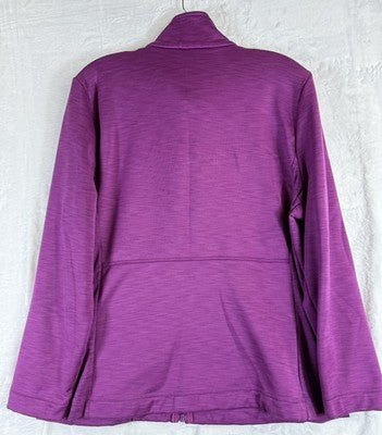 T By Talbots Fleece Jacket XL Petite Purple XLP Womens Full Zip Mock Neck