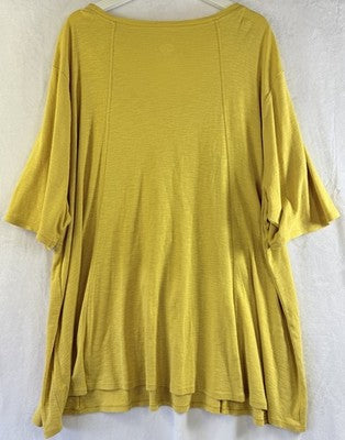 J Jill 4X Top Pima Seamed Elbow Sleeve Tunic Yellow Womens Plus Size Knit Cotton