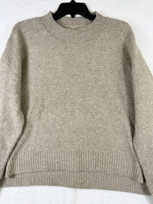 American Eagle Sweater Small Women Crew Neck Long Sleeve Boxy Pullover Beige