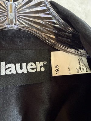 Blauer Super Shirt 19.5 Dark Navy Blue 36 37 Ling Sleeve Zip Front Mens New NWT