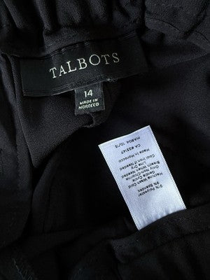 Talbots Joggers 14 Black Pants Pull On Lightweight Womens