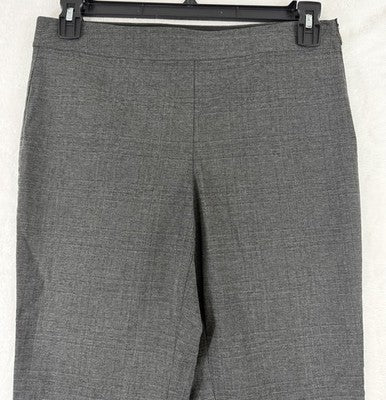 Rafaella Pants 8 Gray Side Zip Flat Front Windowpane Plaid Women