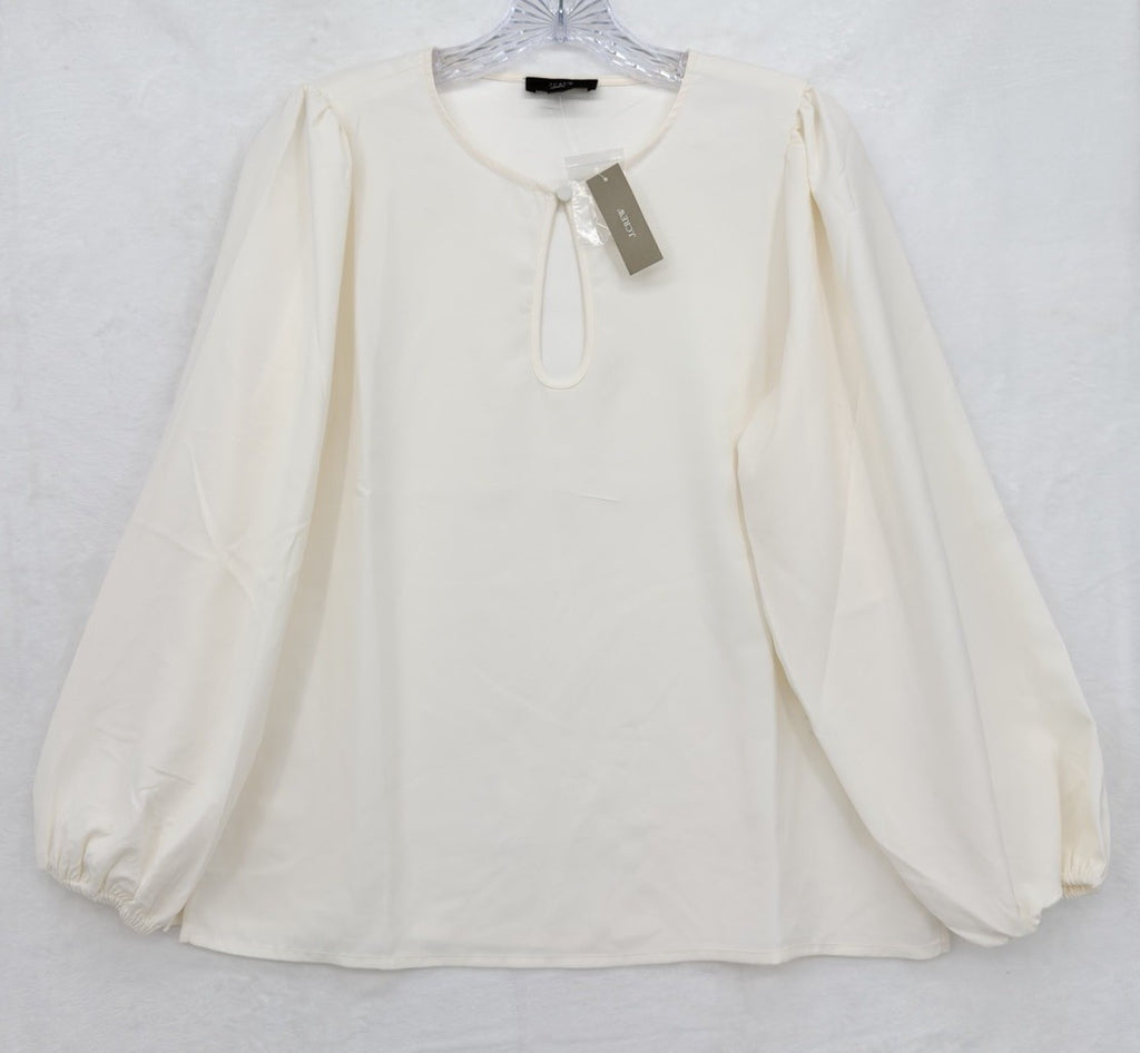 J Crew Womens Small Top Puff Sleeve Satin Back Blouse Long Sleeve Ivory New NWT