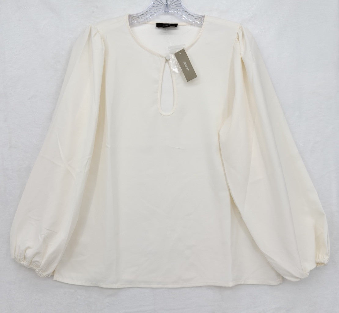 J Crew Womens Small Top Puff Sleeve Satin Back Blouse Long Sleeve Ivory New NWT