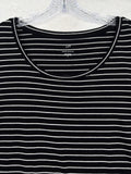 J Jill Top XL Black White Striped Everyday Cotton Tee Short Sleeve Womens