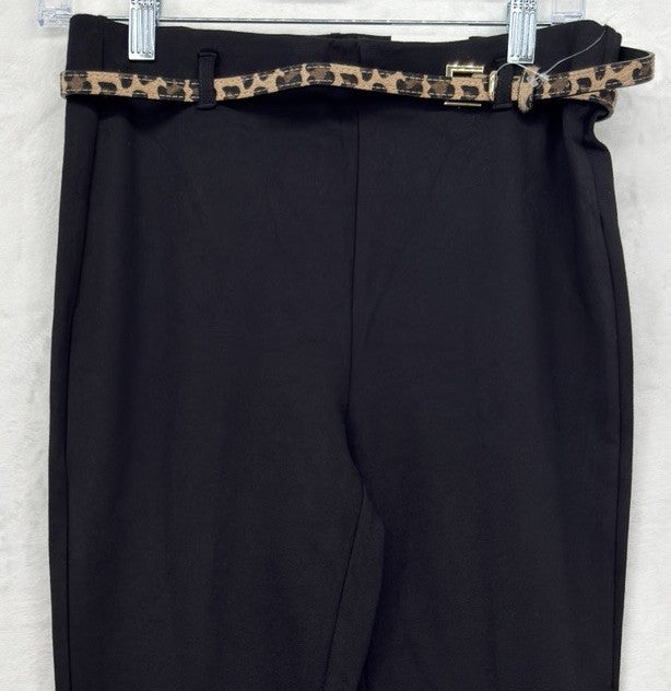 Jules And Leopold Pants Small Leggings Pull On Black Leopard Print Belt New NWT