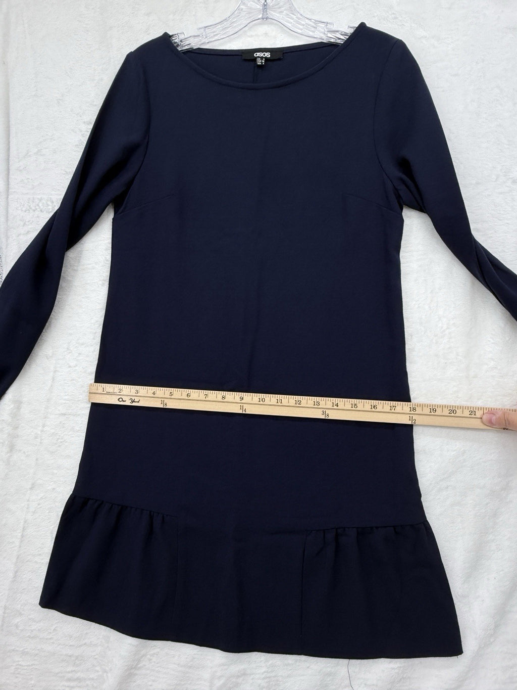 ASOS Mini Dress 4 Navy Blue Long Sleeve Shift Drop Waist Womens
