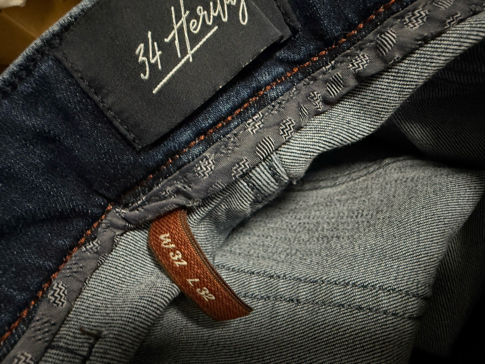 34 Heritage Jeans Courage 32x32 Mens Mid Rise Denim Straight Leg Dark Blue