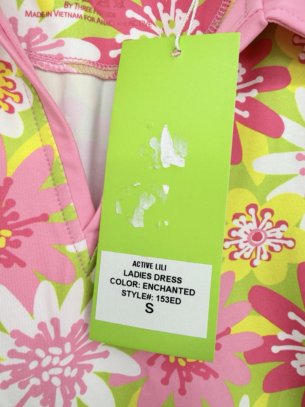 Ana Claire Dress Small Active Sleeveless Polo Fit Flare Pink Floral Women New