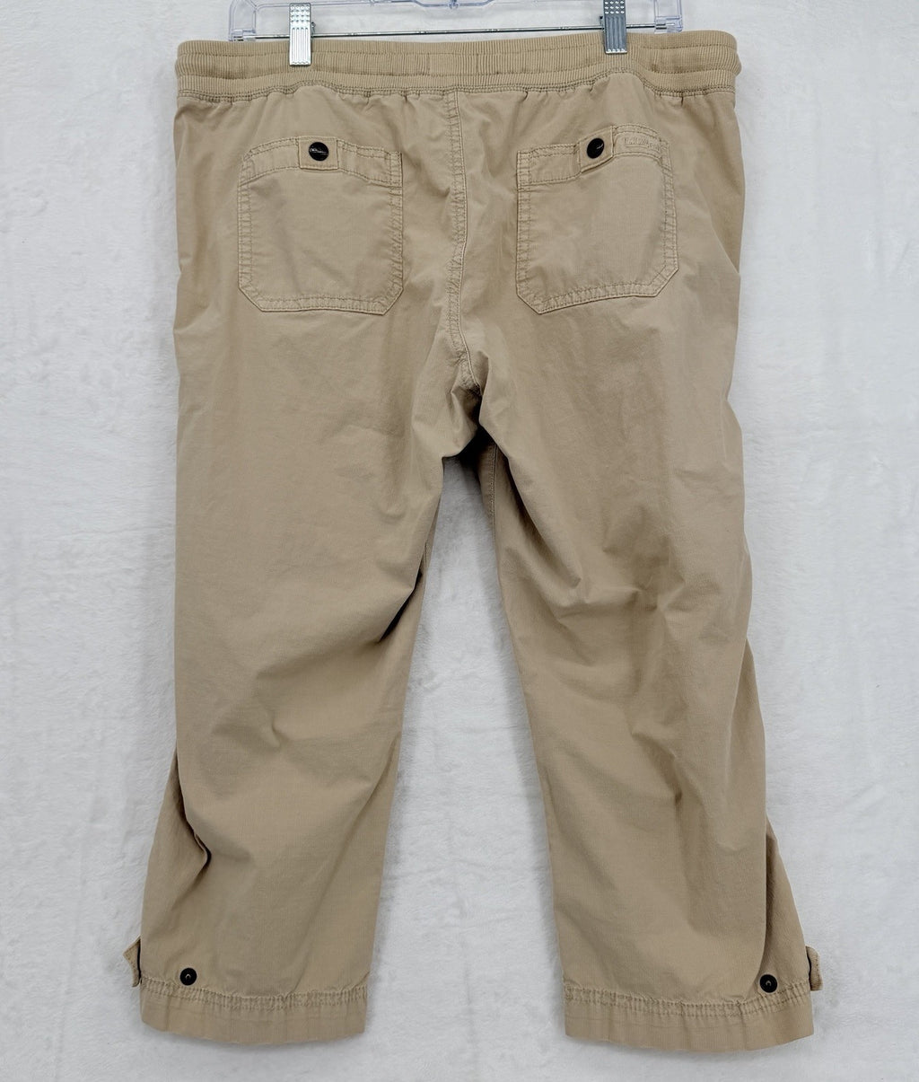 LL Bean Ripstop Capri Pants Medium Petite Womens Pull On Beige