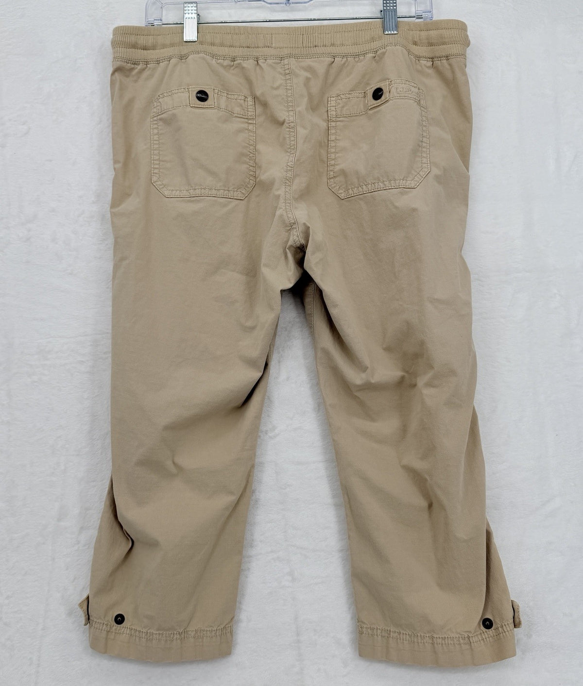 LL Bean Ripstop Capri Pants Medium Petite Womens Pull On Beige