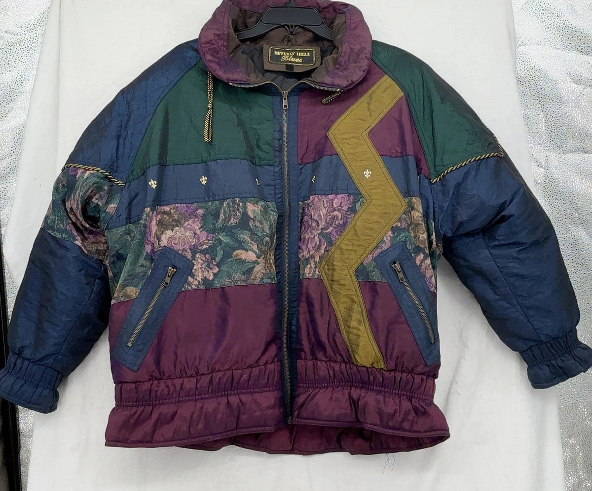 Vintage 90s Beverly Hills Blues Jacket Medium Fresh Prince Style Hipster Coat