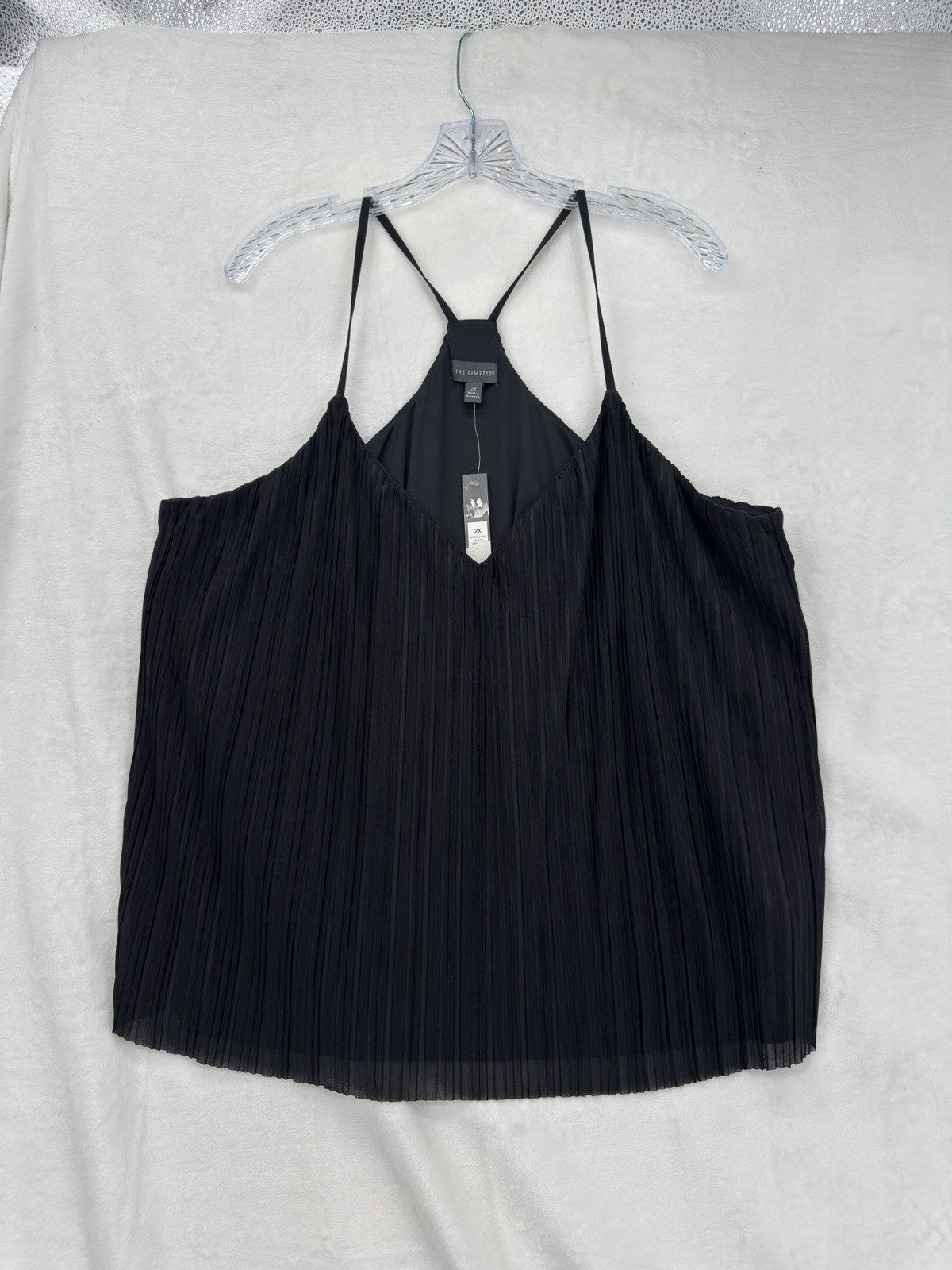 The Limited Top 2X Womens Black Cami Pleated Camisole New NWT