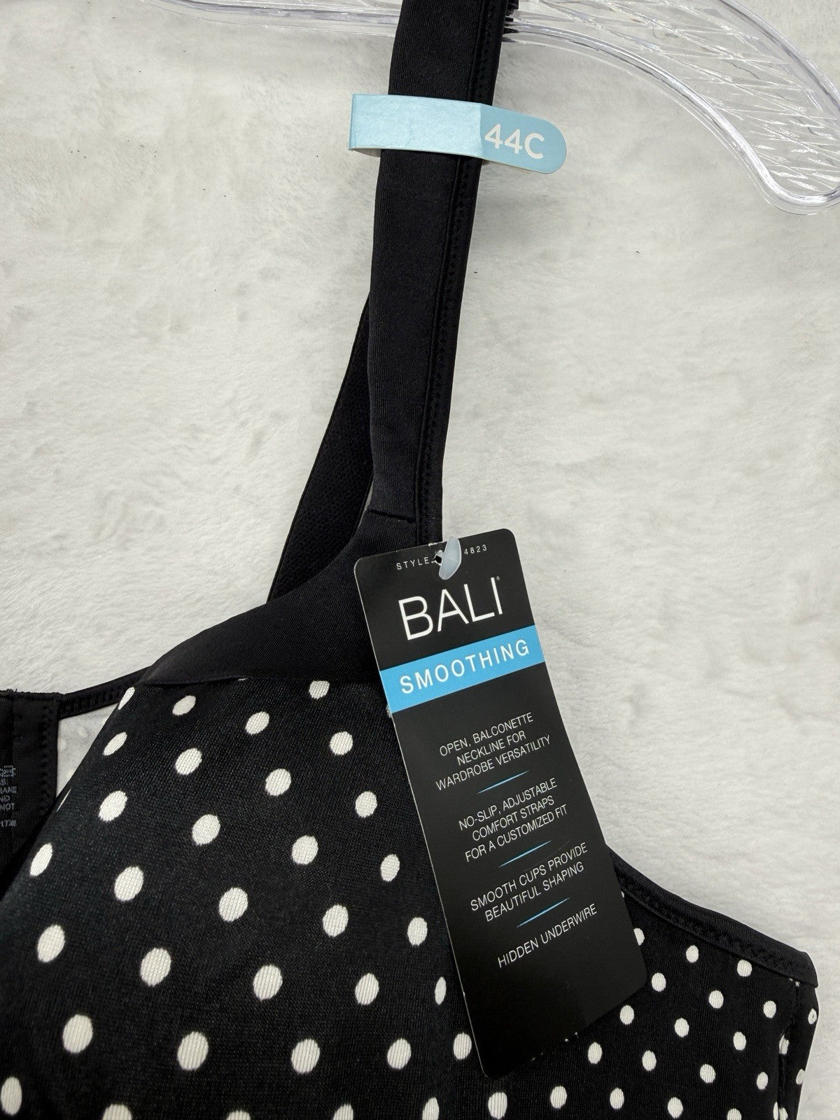 Bali Bra 44C Black One Smooth U Balconette Shaping Underwire 4823 Playtex New