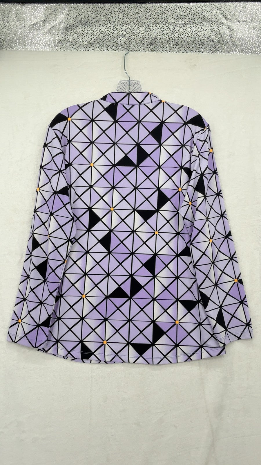 Jamie Sadock Golf Shirt Large Long Sleeve 1/4 Zip Womens Purple Print Top UV