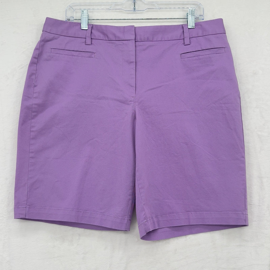 Lands End Bermuda Chino Shorts 14 Womens Lavender Purple Fit 2 10”