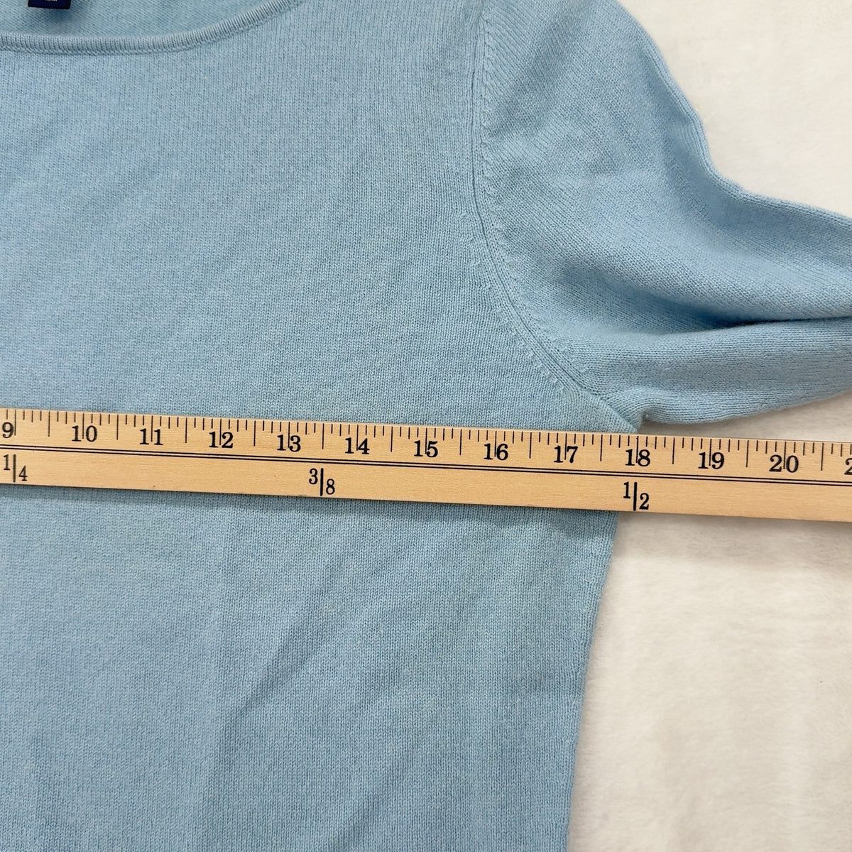 Lands End 100% Cashmere Sweater Small Womens Light Blue 3/4 Sleeve