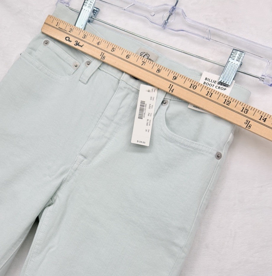 J Crew Billie Demi Boot Crop Jeans 25 Light Green Denim Womens New NWT