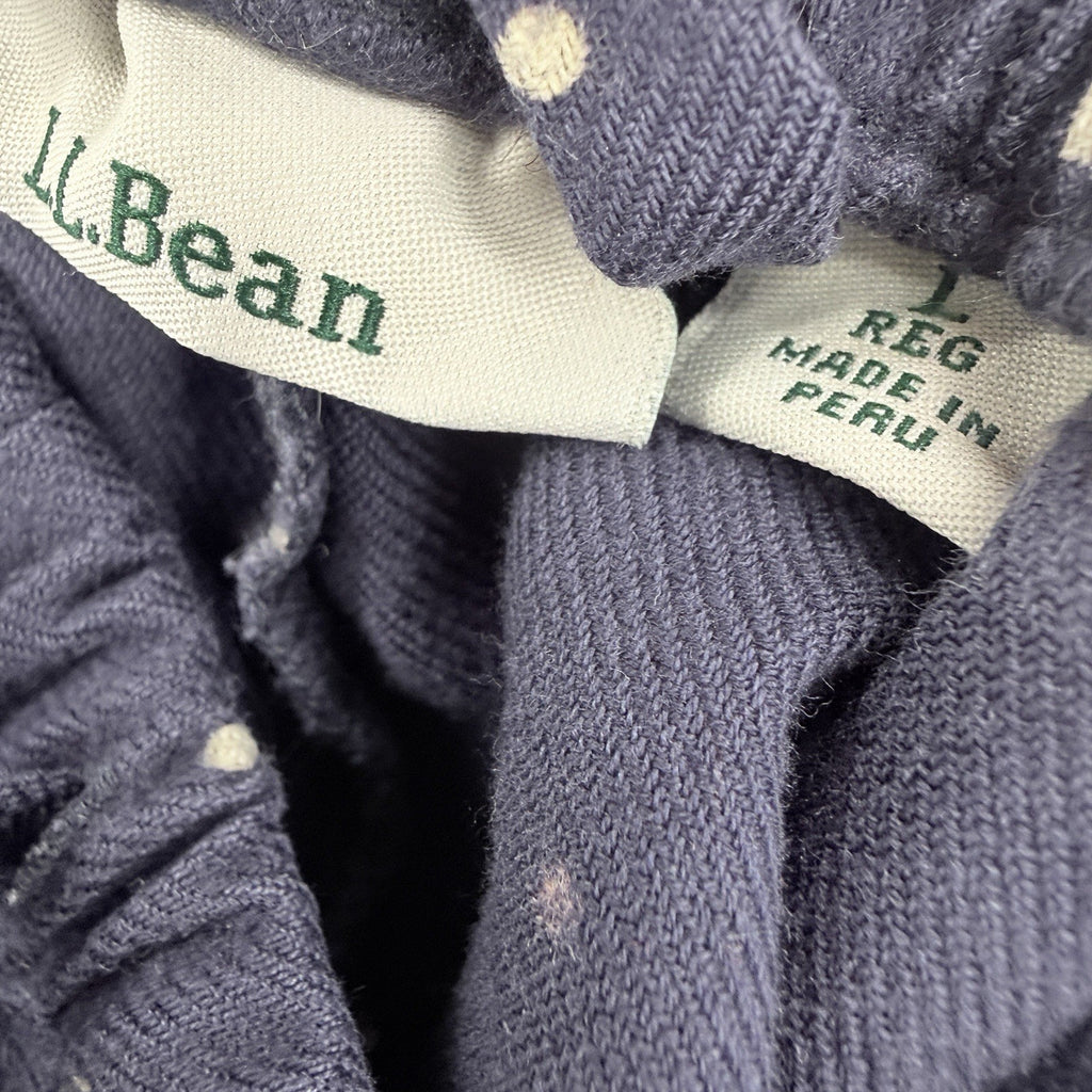 LL Bean Pajama Pants Womens Large Blue Polka Dot 100% Cotton Knit