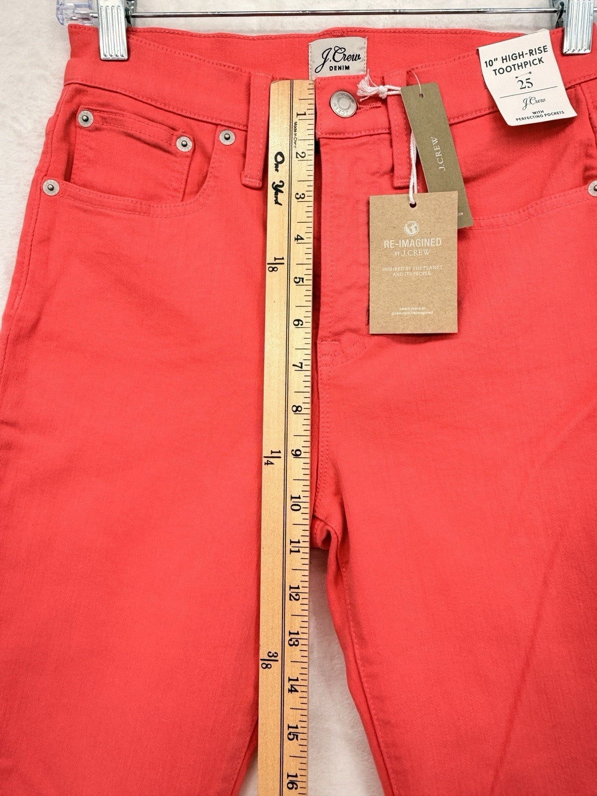 J Crew High Rise Toothpick Jeans 25 Coral Pink 10” Womens Denim New NWT