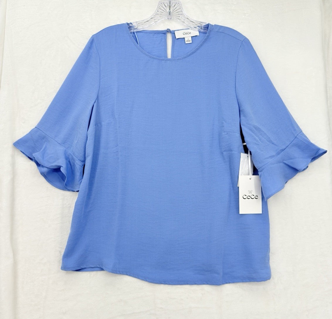 Cece Top Medium Short Sleeve Blue Blouse Womens