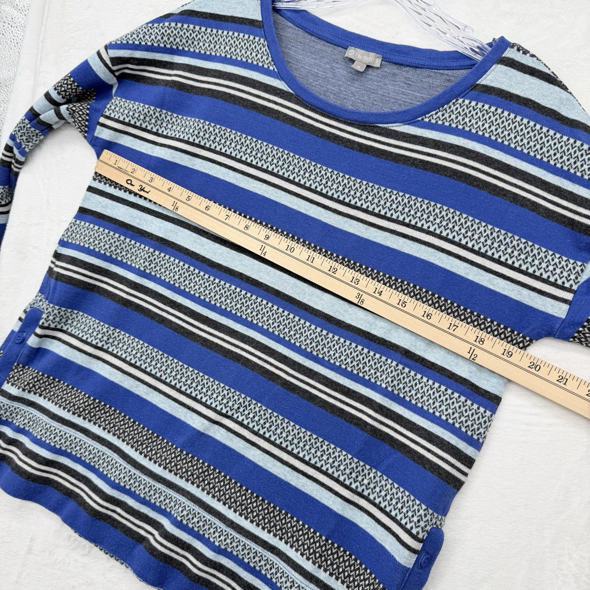 T By Talbots Top Medium Sweatshirt Pullover Blue 100% Cotton Long Sleeve Women’s