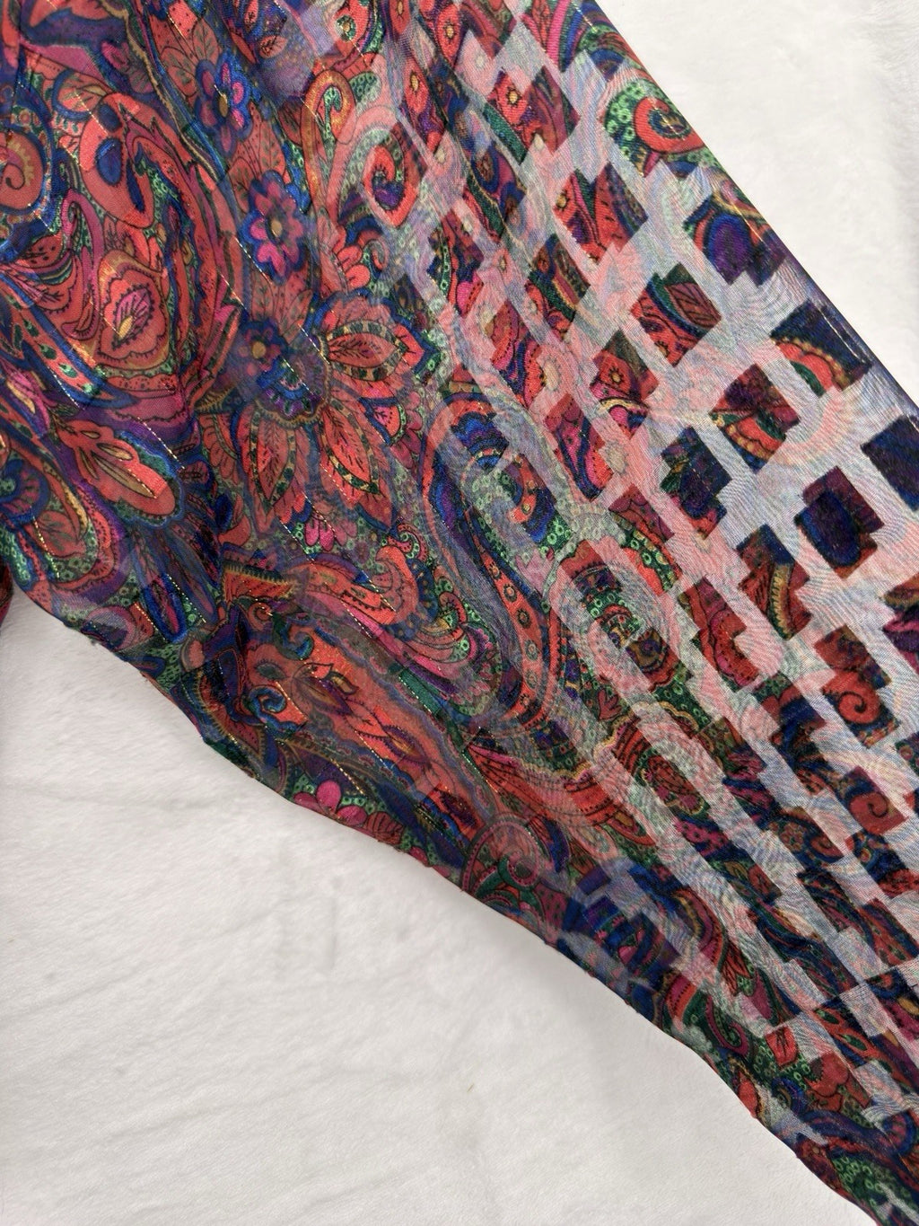 Vintage Victoria's Secret Gold Label Large Purple Paisley Sheer Top 80s Pajama