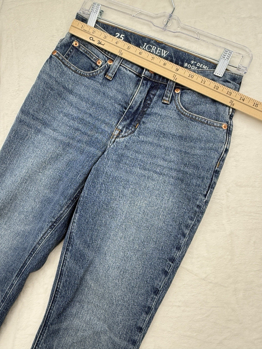 J Crew 9” Demi Boot Crop Jeans 25 Blue Denim Womens Cropped Mid Rise