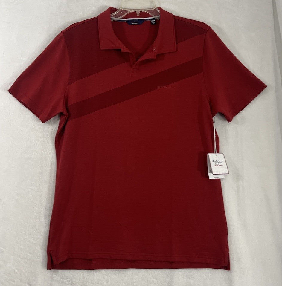 Ben Sherman Polo Shirt Medium Mens Red Short Sleeve Micro Terry NWT