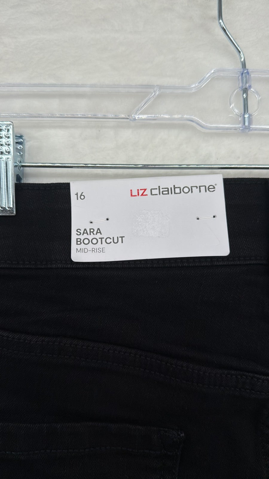 Liz Claiborne Sara Bootcut Mid-Rise Jeans 16 Womens Black 5-pocket New NWT