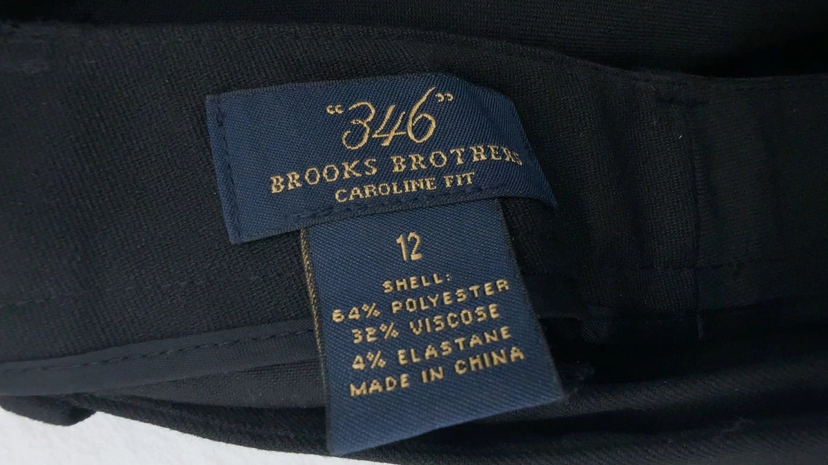 Brooks Brothers 346 Dress Pants 12 Womens Black Caroline Fit Straight Leg